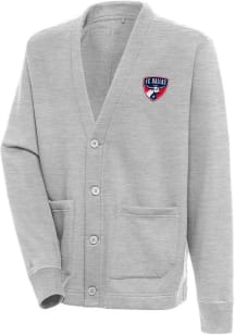 Antigua FC Dallas Mens Grey Victory Cardigan Long Sleeve Sweater