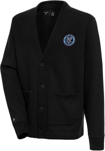 Antigua New York City FC Mens Black Victory Cardigan Long Sleeve Sweater