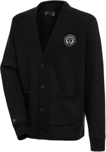 Antigua Philadelphia Union Mens Black Victory Cardigan Long Sleeve Sweater