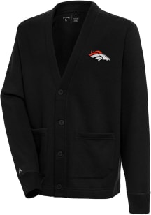Antigua Denver Broncos Mens Black Victory Cardigan Long Sleeve Sweater