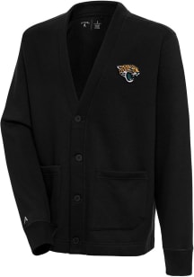 Antigua Jacksonville Jaguars Mens Black Victory Cardigan Long Sleeve Sweater