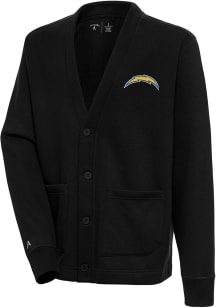 Antigua Los Angeles Chargers Mens Black Victory Cardigan Long Sleeve Sweater