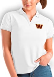 Antigua Washington Commanders Womens White Affluent Short Sleeve Polo Shirt