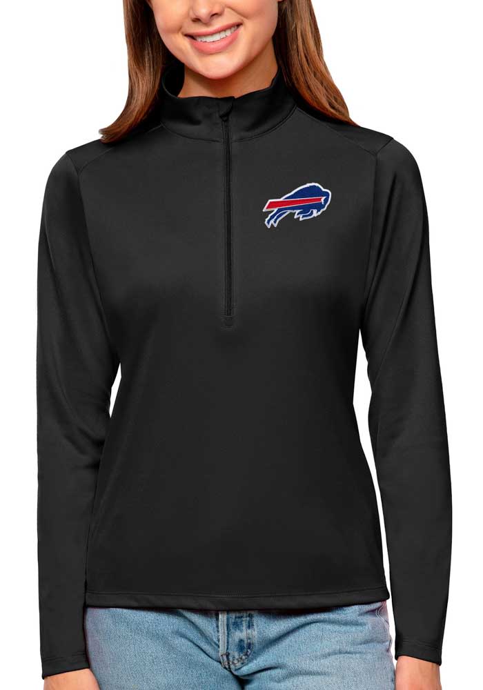 Buffalo Bills Antigua Women's Metallic Logo Victory Pullover Hoodie - Black