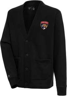 Antigua Florida Panthers Mens Black Victory Cardigan Long Sleeve Sweater
