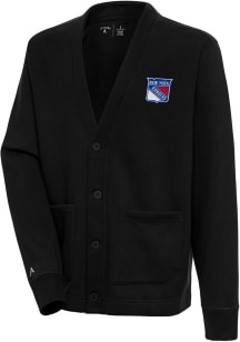 Antigua New York Rangers Mens Black Victory Cardigan Long Sleeve Sweater