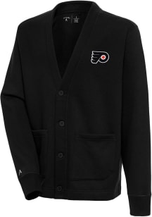 Antigua Philadelphia Flyers Mens Black Victory Cardigan Long Sleeve Sweater