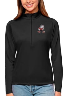 Antigua Cleveland Browns Womens Black Tribute 1/4 Zip Pullover