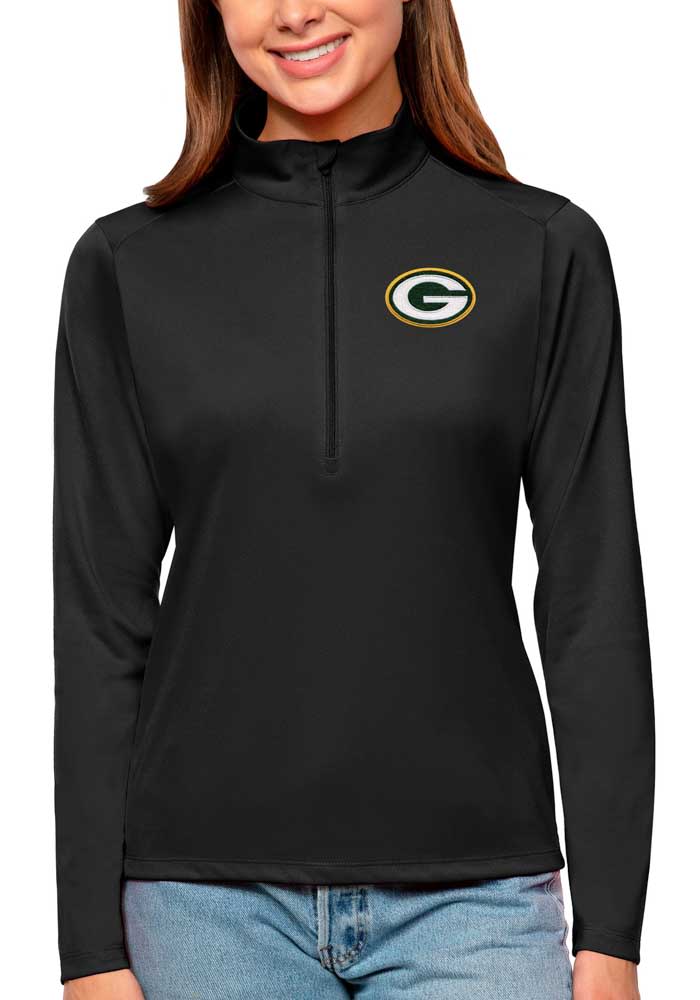 Antigua Green Bay Packers Womens Black Tribute Long Sleeve Pullover