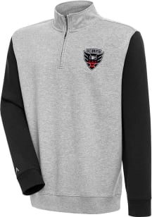 Antigua DC United Mens Grey Victory Colorblock Long Sleeve 1/4 Zip Pullover