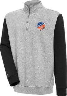Antigua FC Cincinnati Mens Grey Victory Colorblock Long Sleeve 1/4 Zip Pullover