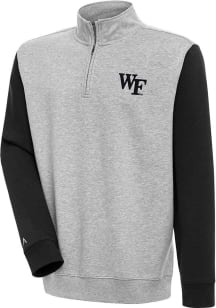 Antigua Wake Forest Demon Deacons Mens Grey Victory Colorblock Long Sleeve 1/4 Zip Pullover