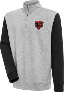 Antigua Chicago Bears Mens Grey Victory Colorblock Long Sleeve 1/4 Zip Pullover
