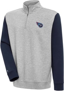 Antigua Tennessee Titans Mens Grey Victory Colorblock Long Sleeve 1/4 Zip Pullover