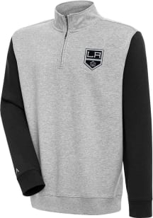 Antigua Los Angeles Kings Mens Grey Victory Colorblock Long Sleeve 1/4 Zip Pullover