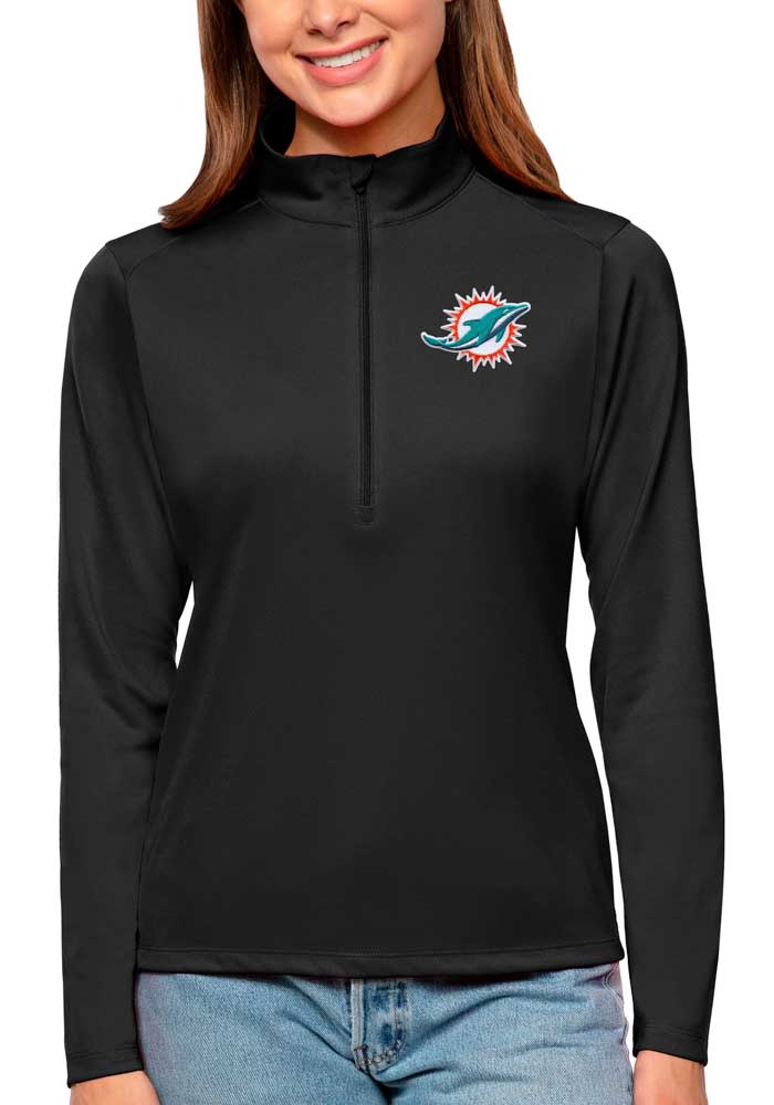 Miami Dolphins Antigua Women's Victory Chenille Pullover Hoodie - Black