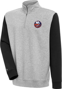 Antigua New York Islanders Mens Grey Victory Colorblock Long Sleeve 1/4 Zip Pullover