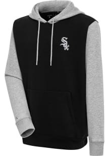 Antigua Chicago White Sox Mens Black Victory Colorblock Long Sleeve Hoodie