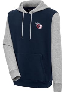 Antigua Cleveland Guardians Mens Navy Blue Victory Colorblock Long Sleeve Hoodie