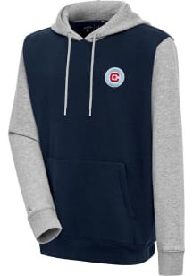 Antigua Chicago Fire Mens Navy Blue Victory Colorblock Long Sleeve Hoodie