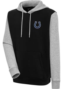 Antigua Indianapolis Colts Mens Black Victory Colorblock Long Sleeve Hoodie