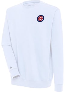 Antigua Chicago Cubs Mens White Victory Long Sleeve Crew Sweatshirt