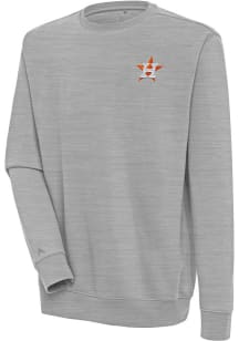 Antigua Houston Astros Mens Grey Victory Long Sleeve Crew Sweatshirt