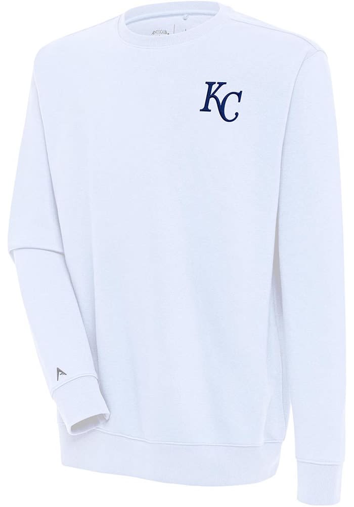 Antigua MLB Kansas City Royals Men's Victory Crew, White, Large, Cotton