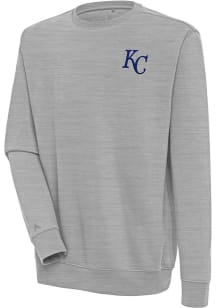 Antigua Kansas City Royals Mens Grey Victory Long Sleeve Crew Sweatshirt