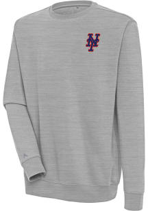 Antigua New York Mets Mens Grey Victory Long Sleeve Crew Sweatshirt
