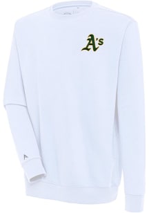 Antigua Oakland Athletics Mens White Victory Long Sleeve Crew Sweatshirt