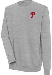 Antigua Philadelphia Phillies Mens Grey Victory Long Sleeve Crew Sweatshirt