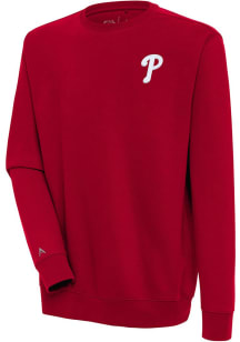 Antigua Philadelphia Phillies Mens Red Victory Long Sleeve Crew Sweatshirt