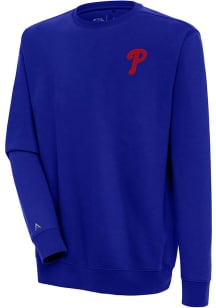 Antigua Philadelphia Phillies Mens Blue Victory Long Sleeve Crew Sweatshirt