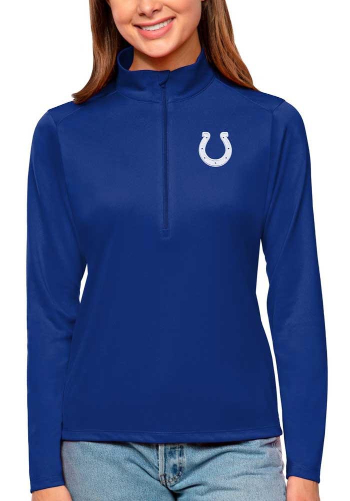 Antigua Indianapolis Colts Womens Blue Tribute Long Sleeve Pullover