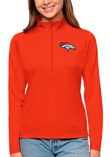 Antigua Denver Broncos Womens Orange Tribute 1/4 Zip Pullover
