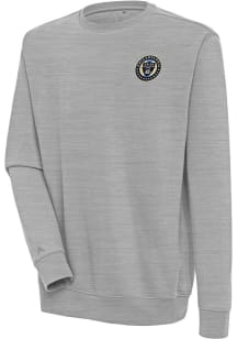 Antigua Philadelphia Union Mens Grey Victory Long Sleeve Crew Sweatshirt