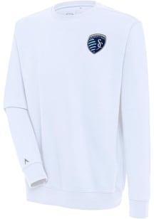 Antigua Sporting Kansas City Mens White Victory Long Sleeve Crew Sweatshirt