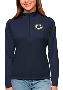 Antigua Green Bay Packers Womens Navy Blue Tribute 1/4 Zip Pullover