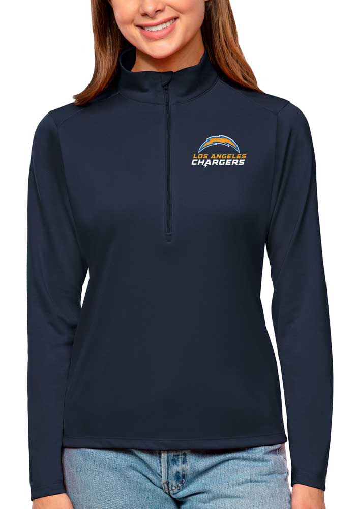 Antigua Los Angeles Chargers Womens Navy Blue Tribute Long Sleeve Pullover
