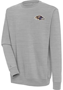 Antigua Baltimore Ravens Mens Grey Victory Long Sleeve Crew Sweatshirt
