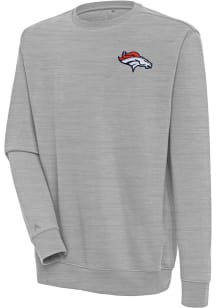 Antigua Denver Broncos Mens Grey Victory Long Sleeve Crew Sweatshirt