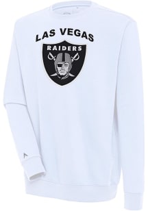 Antigua Las Vegas Raiders Mens White Victory Long Sleeve Crew Sweatshirt