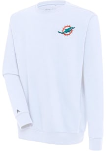 Antigua Miami Dolphins Mens White Victory Long Sleeve Crew Sweatshirt