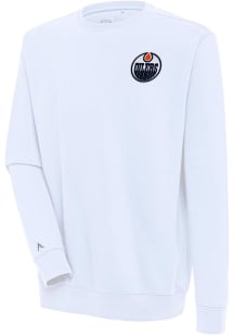 Antigua Edmonton Oilers Mens White Victory Long Sleeve Crew Sweatshirt