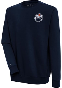 Antigua Edmonton Oilers Mens Navy Blue Victory Long Sleeve Crew Sweatshirt