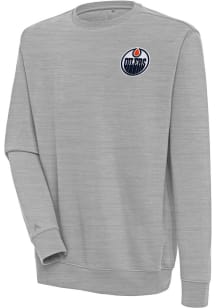Antigua Edmonton Oilers Mens Grey Victory Long Sleeve Crew Sweatshirt