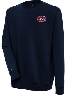 Antigua Montreal Canadiens Mens Navy Blue Victory Long Sleeve Crew Sweatshirt