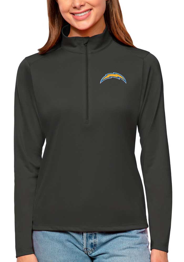 Antigua Los Angeles Chargers Womens Grey Tribute Long Sleeve Pullover