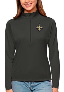Antigua New Orleans Womens Grey Tribute 1/4 Zip Pullover